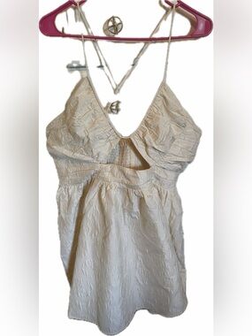 H&M Cream Mini Dress with Tie Straps